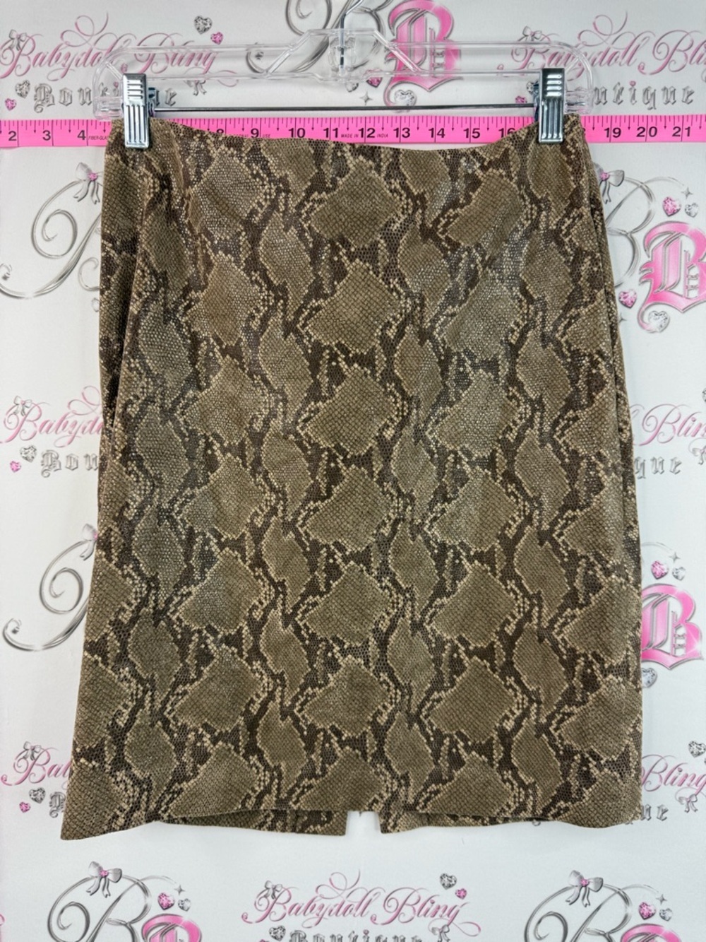 Club Monaco skirt Snake Print Pencil Skirt in Brown and Tan shiny snakeskin